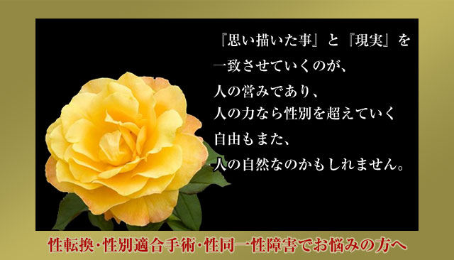 性転換、性別適合手術、性同一性障害でお悩みの方へ